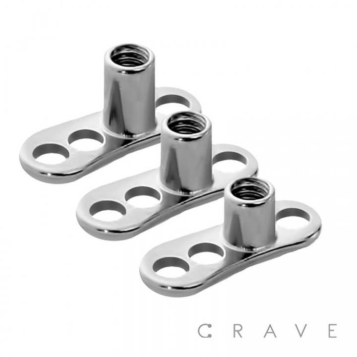 3 HOLE DERMAL ANCHOR BASE 316L SURGICAL STEEL for wholesale by CRAVE