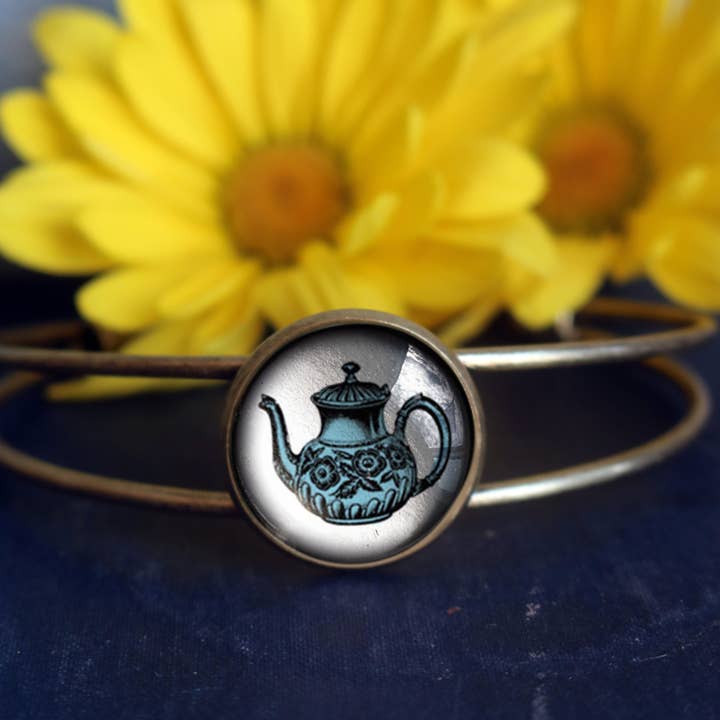 The Divine Iguana - Wholesale Cuff Bracelet - Blue Edwardian Teapot Cuff Bracelet