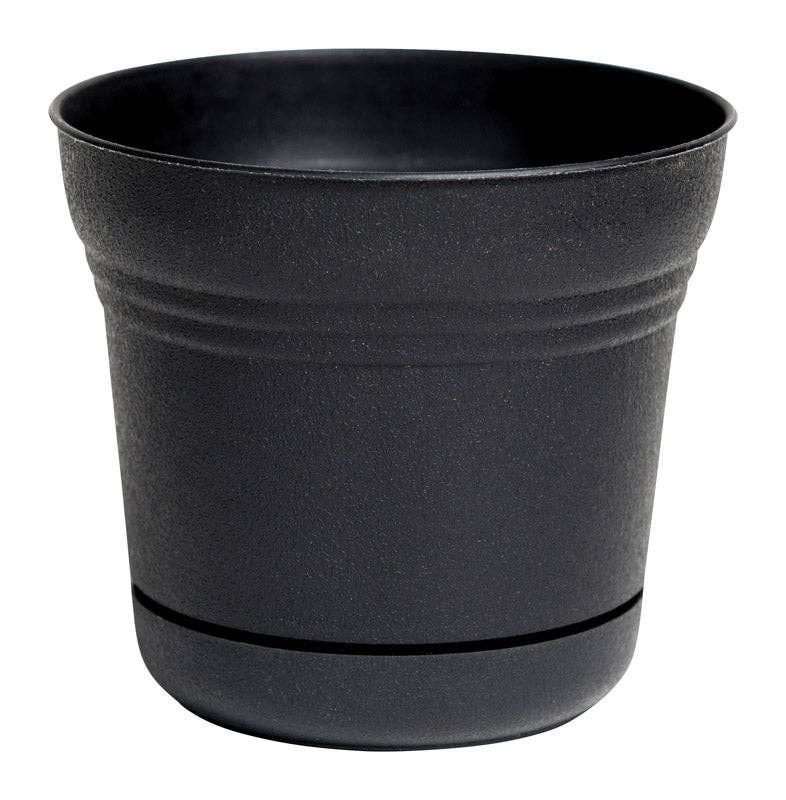 Everyday Supply Co - Wholesale Plant Pot - Saturn 8.5" H x 10" D Black Plastic Flower Pot0