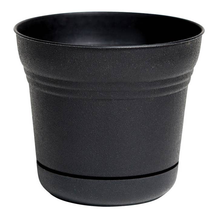 Everyday Supply Co - Wholesale Plant Pot - Saturn 8.5" H x 10" D Black Plastic Flower Pot0