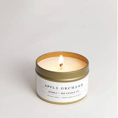 Beverly and 3rd Candle Co. - Wholesale Travel Candles - Apple Orchard 4oz Travel Tin - Soy Candle1