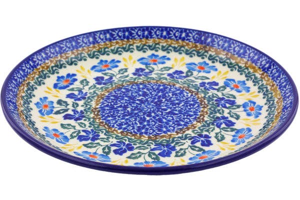 Polmedia Polish Pottery - Vente Assiette - Assiette à dessert 8" Thème Myosotis bleu
