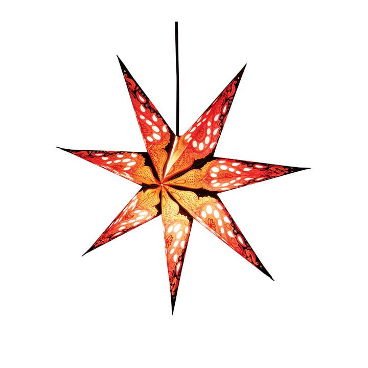 Namaste - Wholesale Paper lantern/lamp - 7 Point Pink/Black Star Light