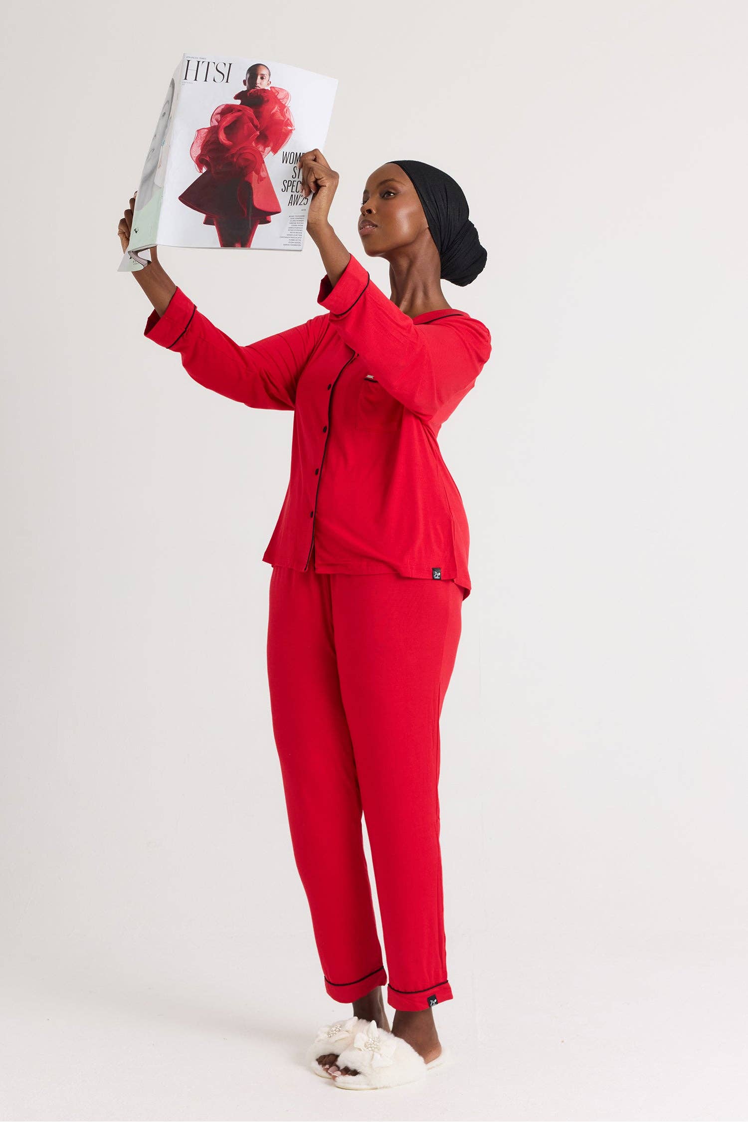 Bamboo Long Pyjama Set in Red for wholesale on Faire4