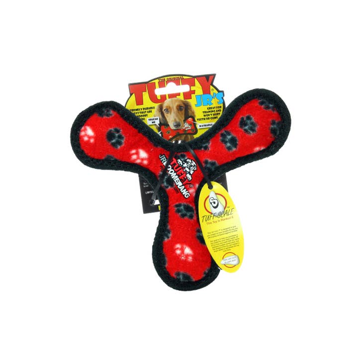 Tuffy Dog Toys - VIP Products - Vente Jouet couineur – chien - Tuffy Jr Boomerang - Jouet pour chien Red Paw, durable et couinant5