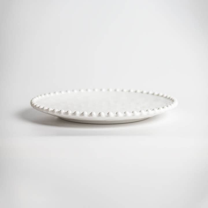 Cream Beaded Pearl 8 inch Melamine Salad Plate | Set of 6 for wholesale on Faire