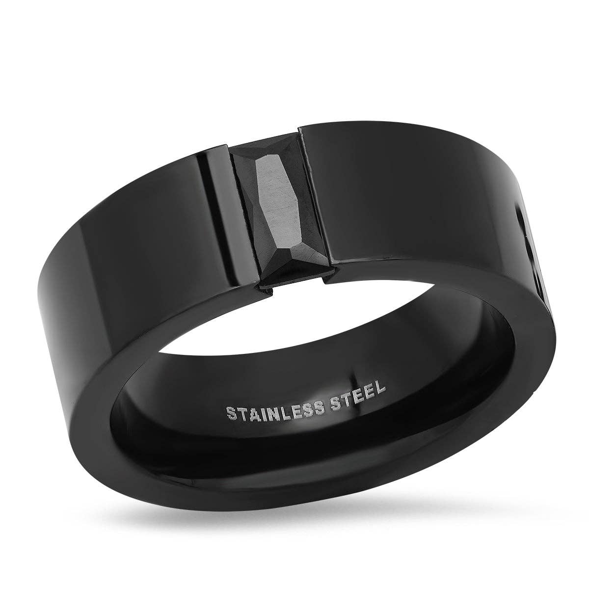 Steeltime NYC - Wholesale Band/Stacked Ring - Steeltime Men's Stainless Steel Midnight Ring0