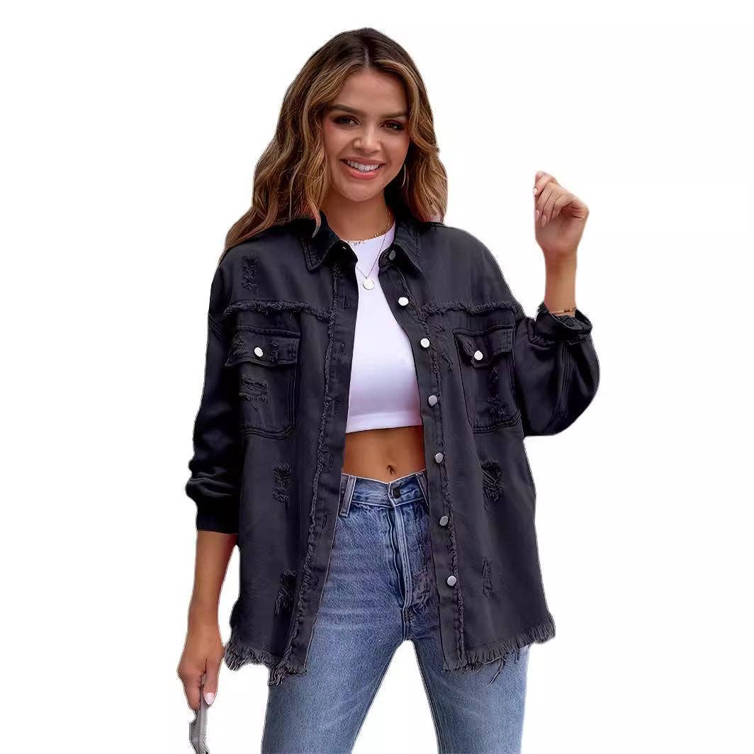Marayn - Wholesale Denim Jacket - Women's - 2025 Oversized Denim Jacket Womens Distressed Style57