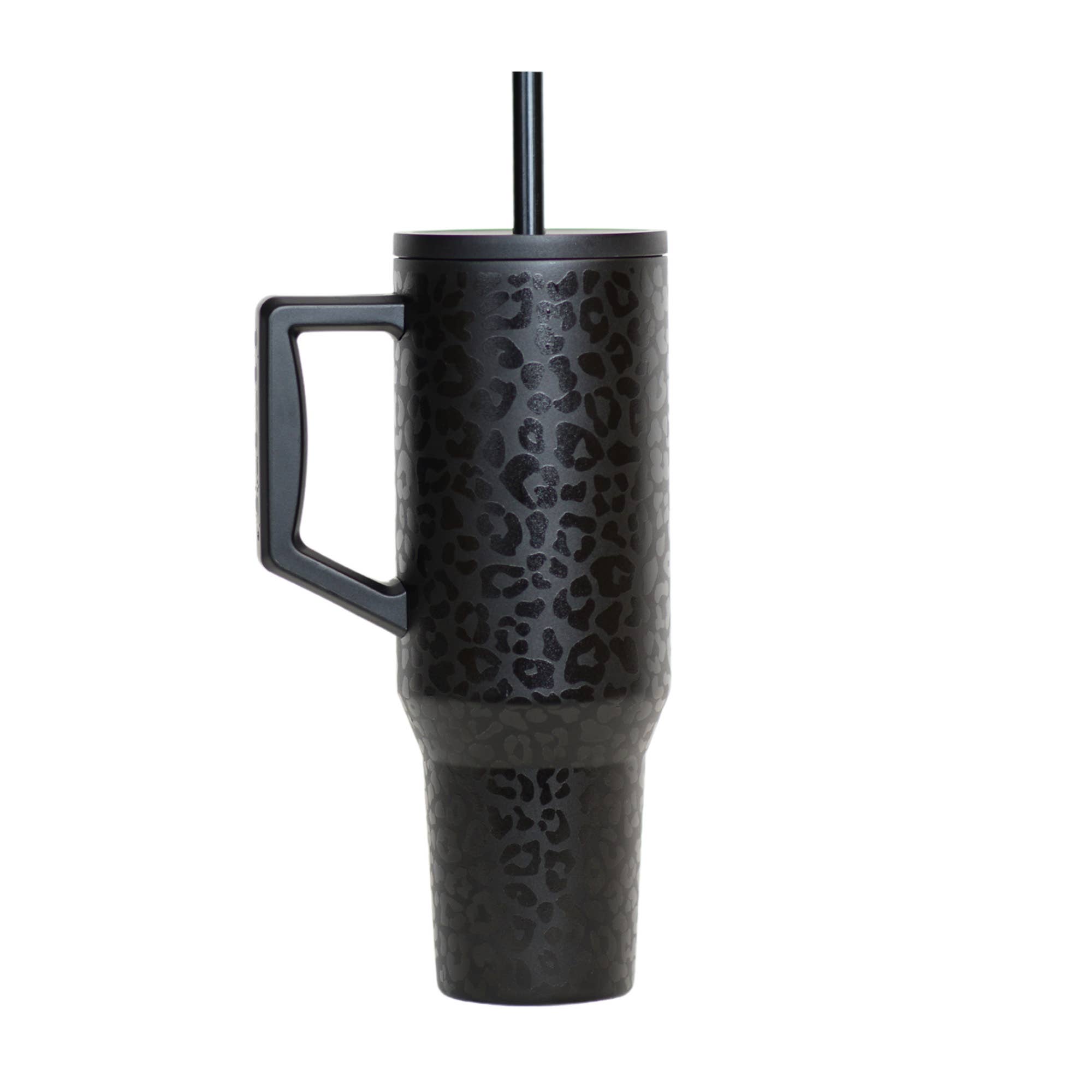 Elemental - Wholesale Insulated Mug/Tumbler - Commuter Insulated Straw Tumbler 40oz - Black Leopard2