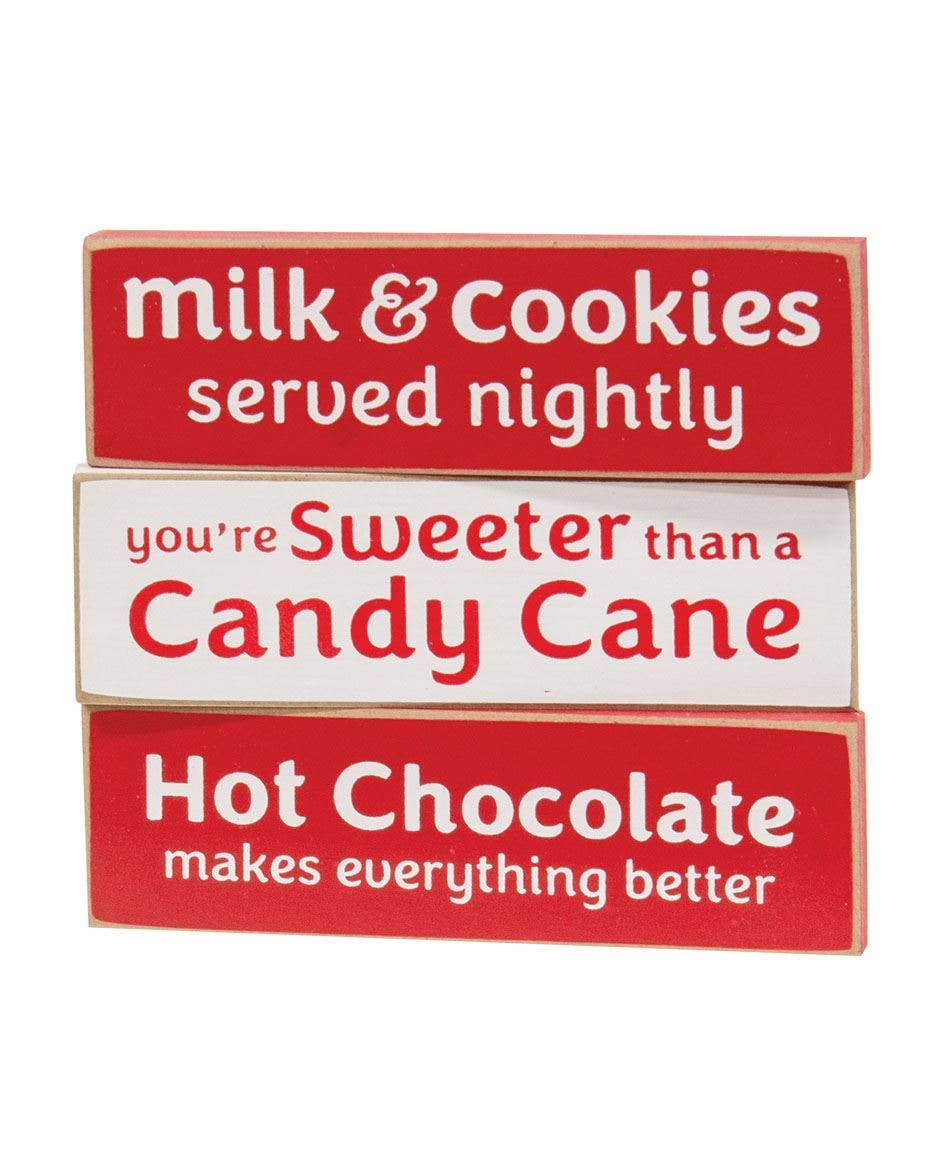 Col House Designs - Wholesale Sign - Hot Chocolate Skinny Mini Block, 3 Assorted0