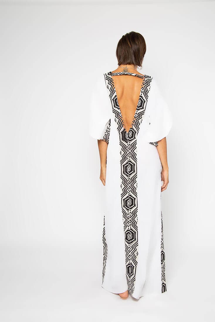 Omni Collection – wholesale Kaftan - Dam – Kaftanklänning med afrikanskt mönster och öppen rygg12