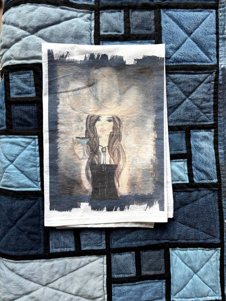 Torchon - Martini Cowgirl "Teint au Soleil" pour la vente par DOLLY ESTELLE