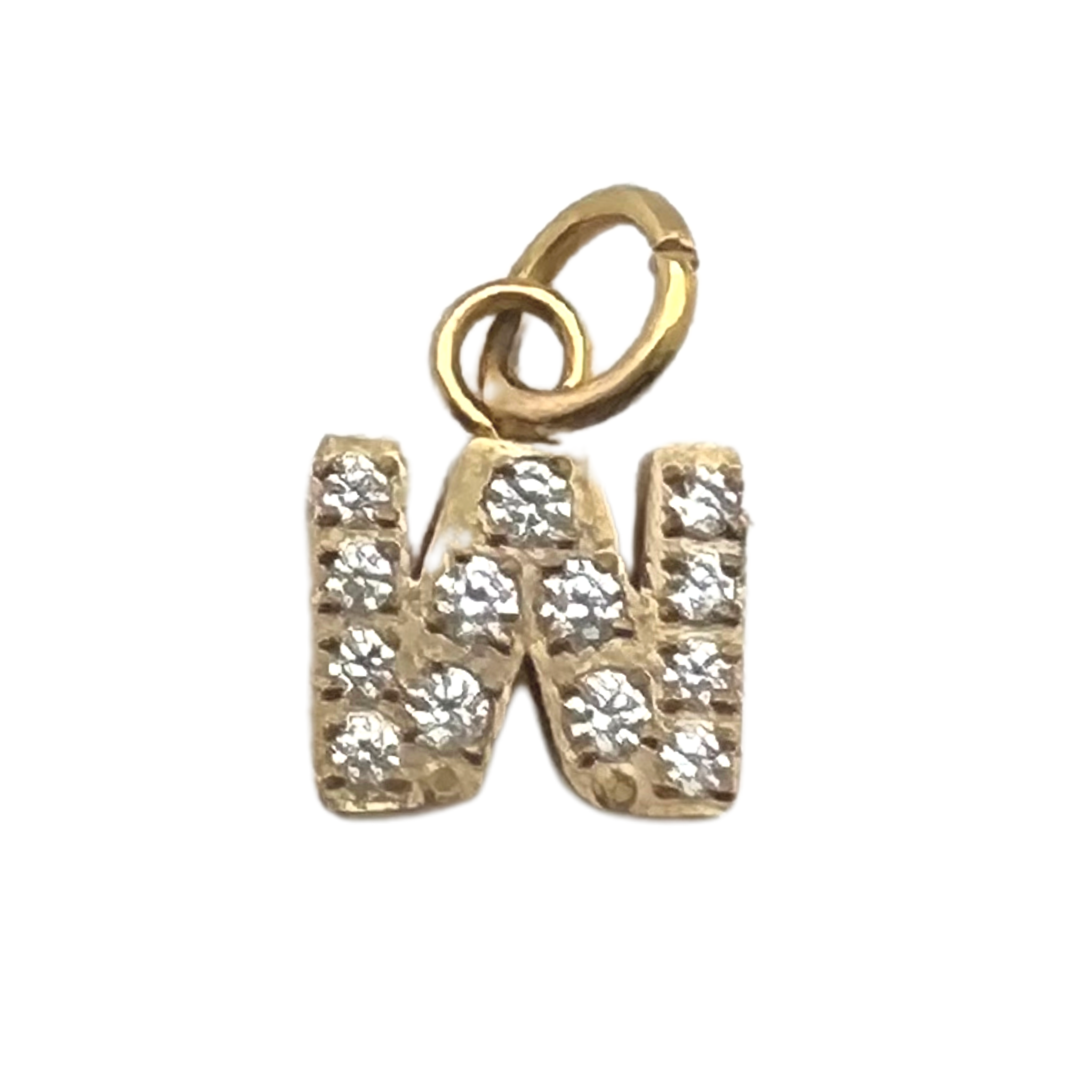 WJW – wholesale Individual charm/pendant – Gold Pavé Set CZ Initial Letter Charms29