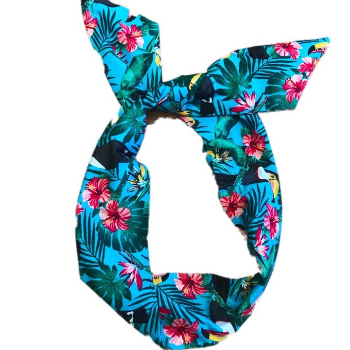 Bandolete com Arame e Estampa de Tucano Azul Água por atacado de The Hare And The Moon