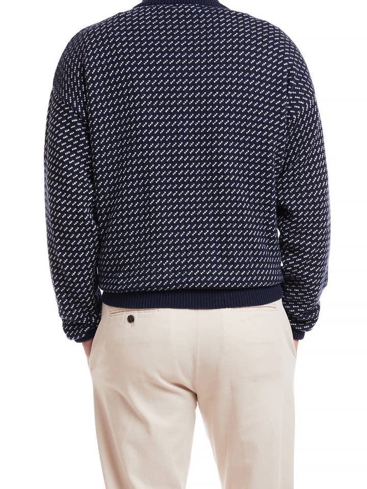 1/4 Zip Sweater Navy Birdseye for wholesale on Faire2