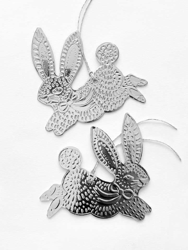 Häschen - Faux-Zinn Ornament - Silber für den Großhandel von THE LITTLE PRESS