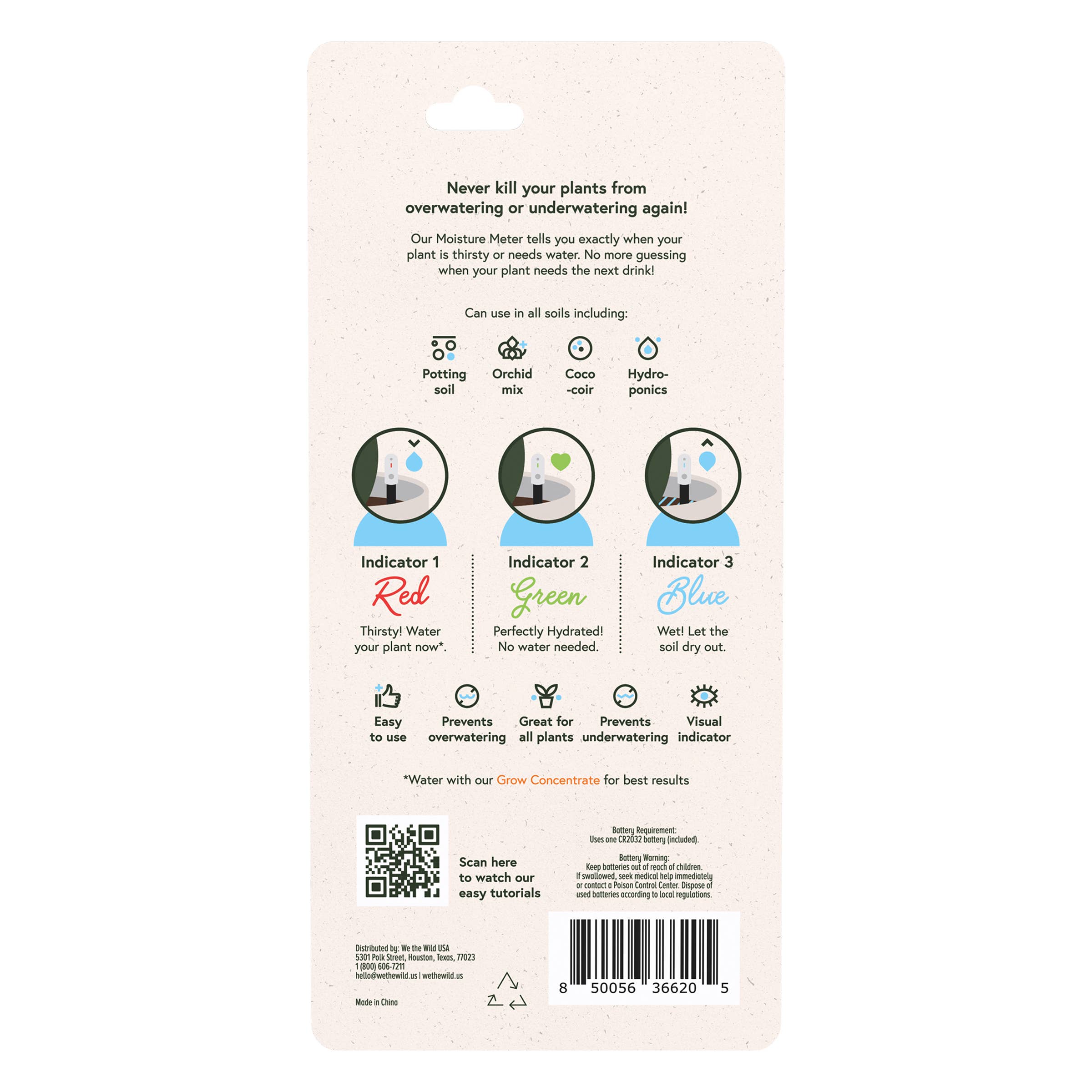 We The Wild Plant Care USA - Wholesale Garden Tool - Soil Moisture Meter For Houseplants5