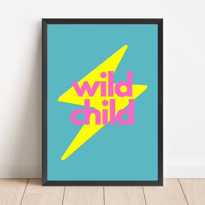 Lightning Bolt Wild Child Bright Print for wholesale by Plum Tree Prints
