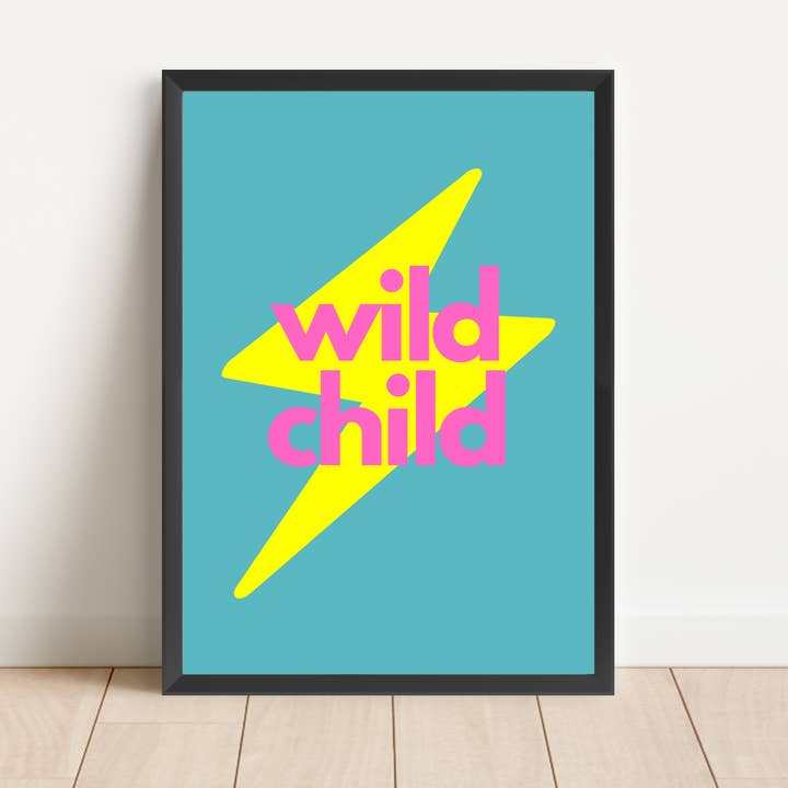 Lightning Bolt Wild Child Bright Print for wholesale by Plum Tree Prints