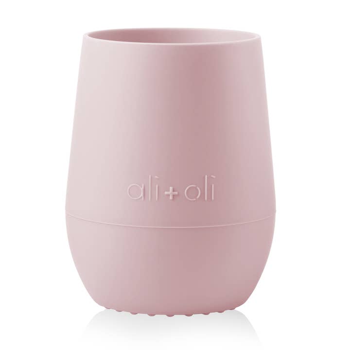 Ali+Oli - Vente Verre/tasse – enfant et bébé - Gobelet ouvert en silicone Bunny Face pour bébé et tout-petit (Misty Blush)1