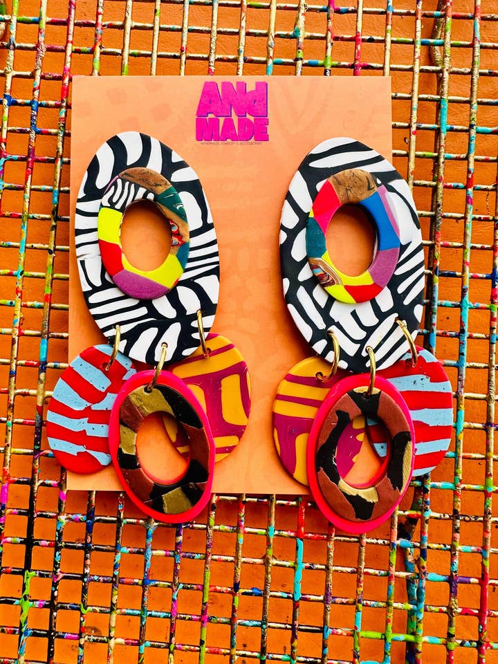 TABI Tammy - Mixed Print Stud & Dangle for wholesale by AND-MADE by Hand