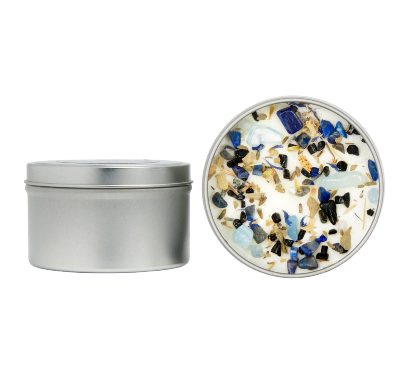 New Moon Beginnings - Wholesale Travel Candles - Crystals & Herb Energy Candles 8oz Tin Soy Candles Handmade28