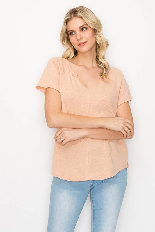 A.gain - Wholesale T-Shirt - Women's - 10884SS627 - SOLID V NECK TOP8