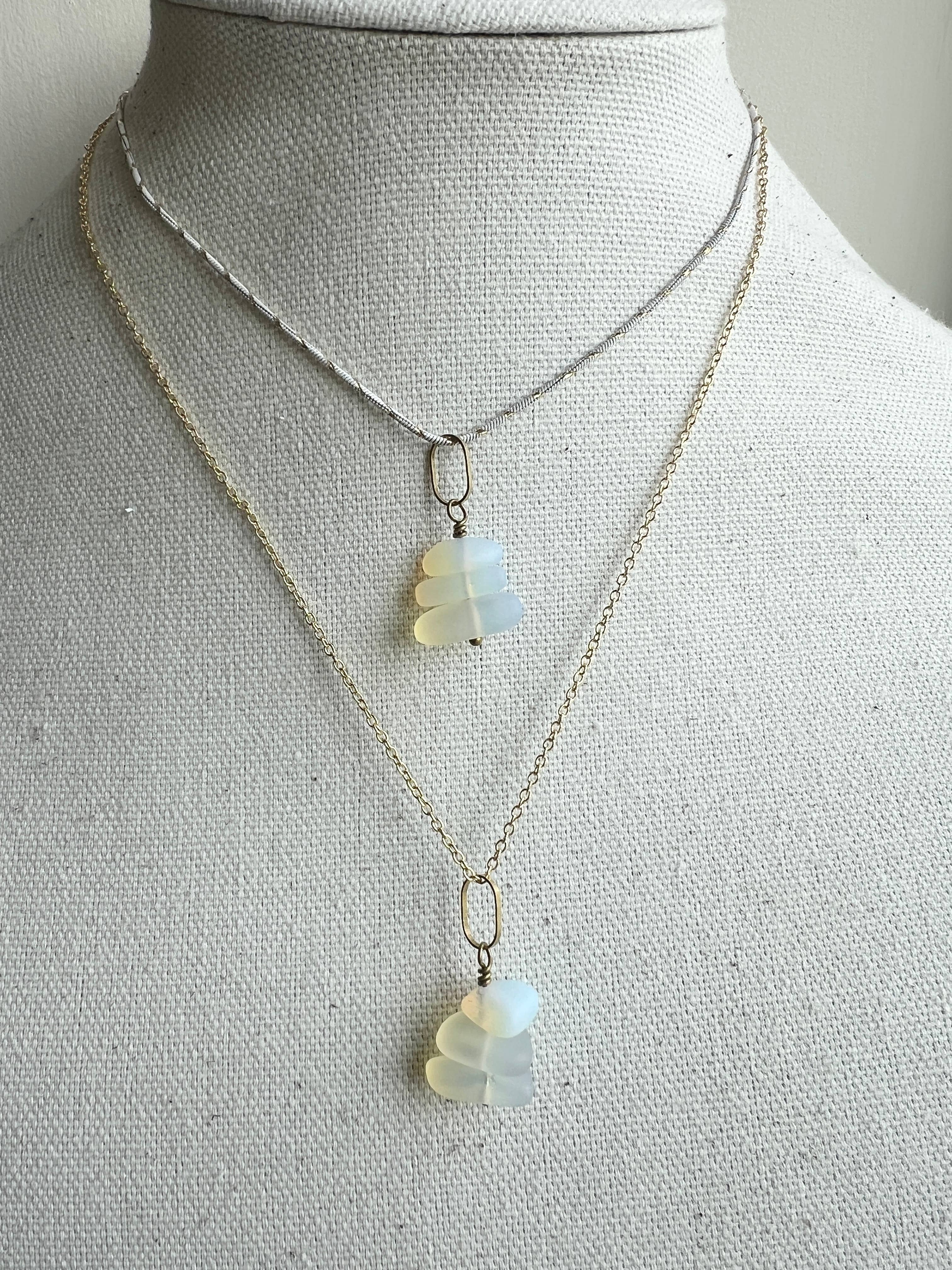 Generosity Company - Wholesale Pendant/Charm Necklace - Sea Glass Necklace 18" Gold Chain1