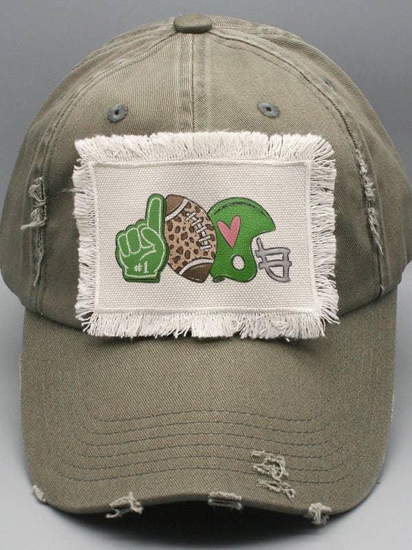 Game Day Number 1 Football Green Helmet Hat 424224 for wholesale by Cali Boutique Wholesale