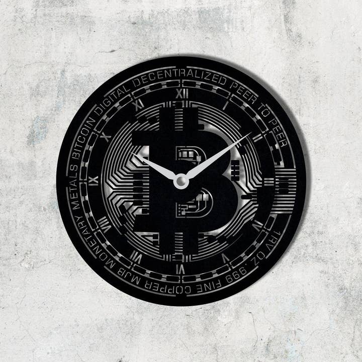 Reloj de pared redondo divertido de Bitcoin, decoración de moneda criptográfica para venta al por mayor de benjashop