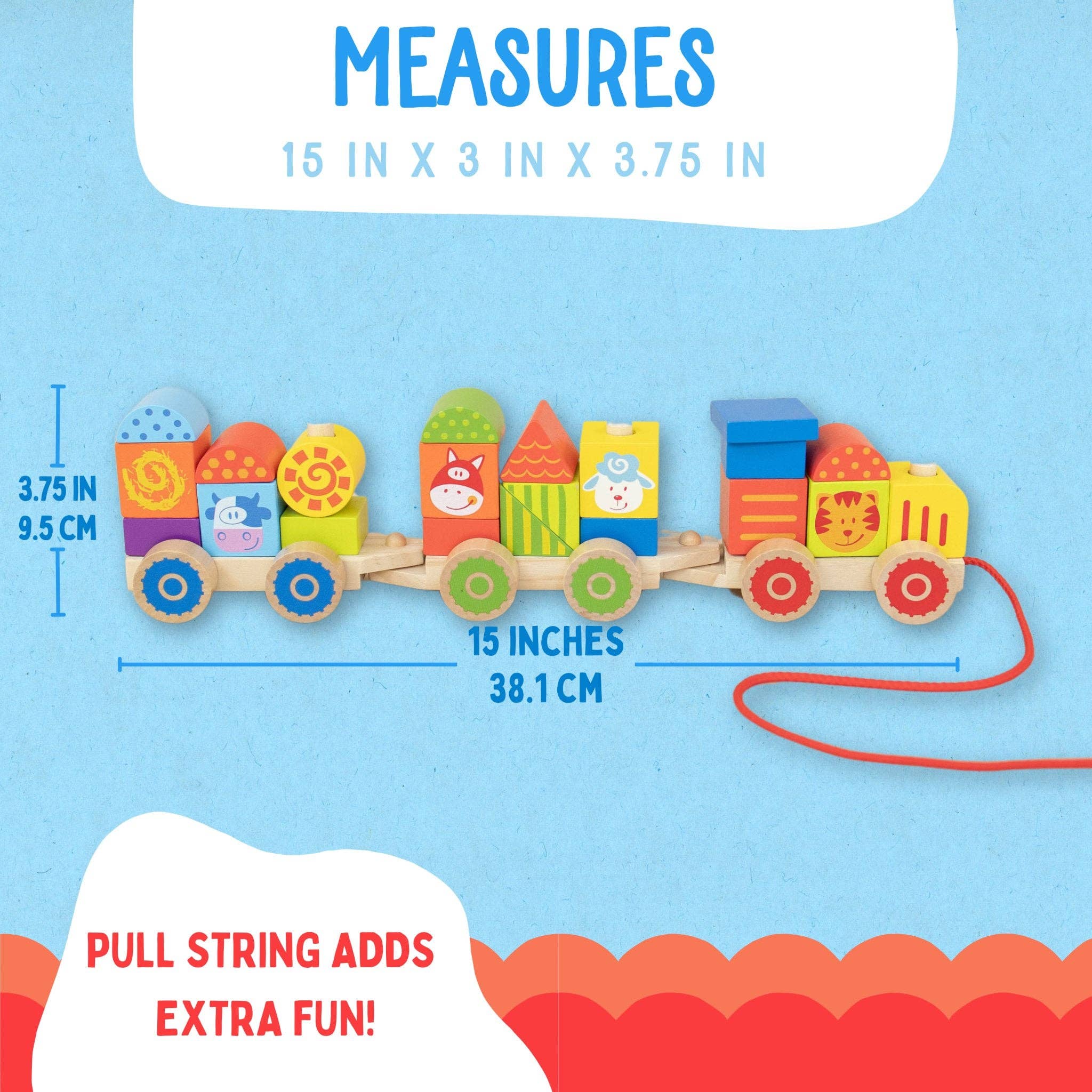 Spirit 'N Sprout - Wholesale Wood Toy - Kids - Farm Wooden Train Set for Kids - Pull Along Stacking Train4