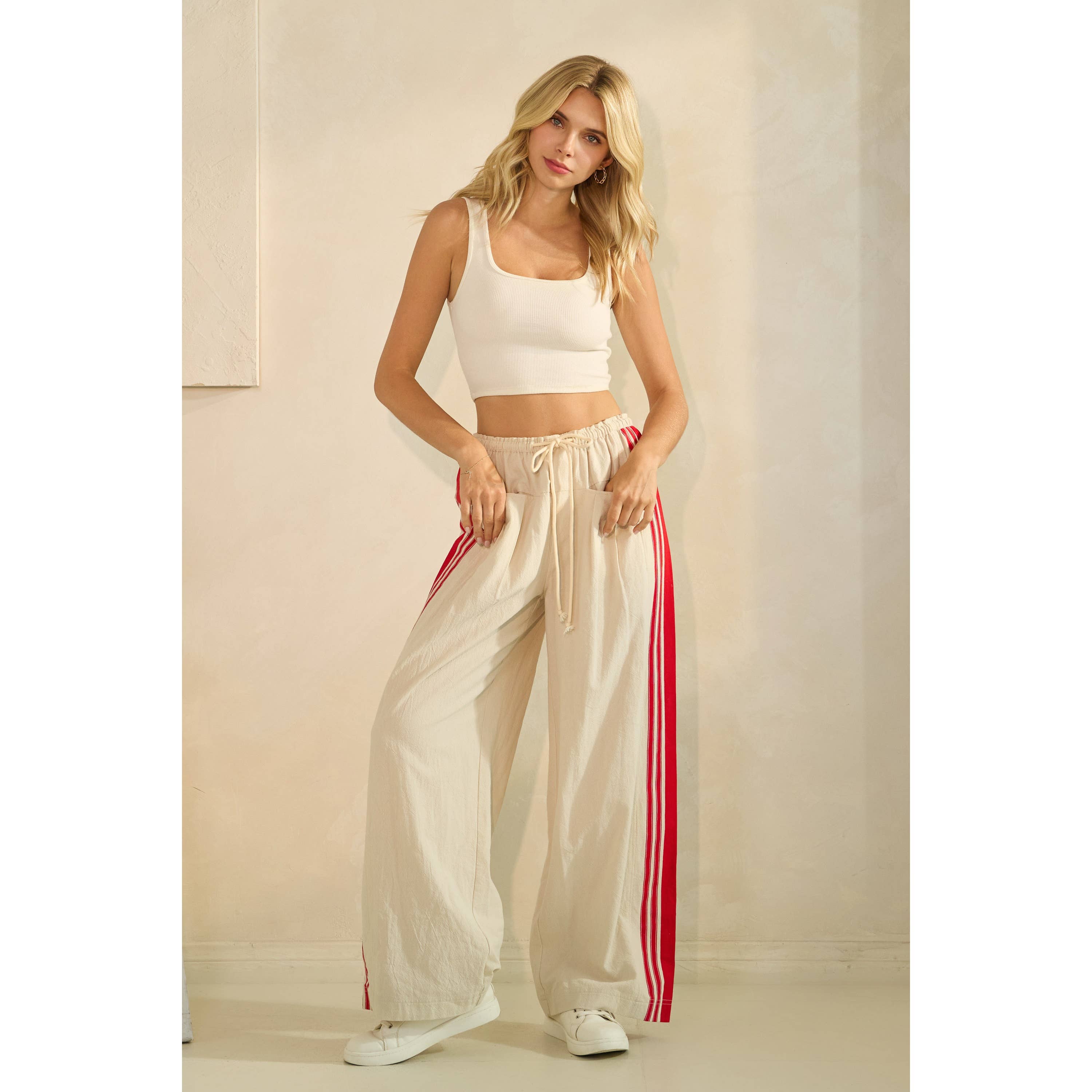 Ivory Sport Striped Wide Legged Pants for wholesale on Faire1