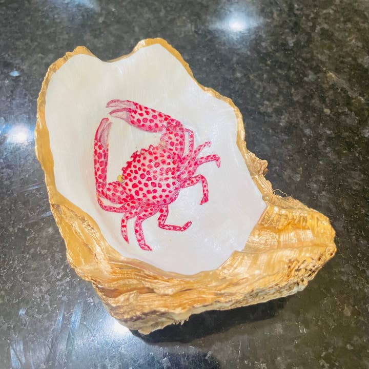 Shells by Shea - Wholesale Jewelry Dish - Oyster Shell Trinket Dish, Pink Crab Trinket Dish