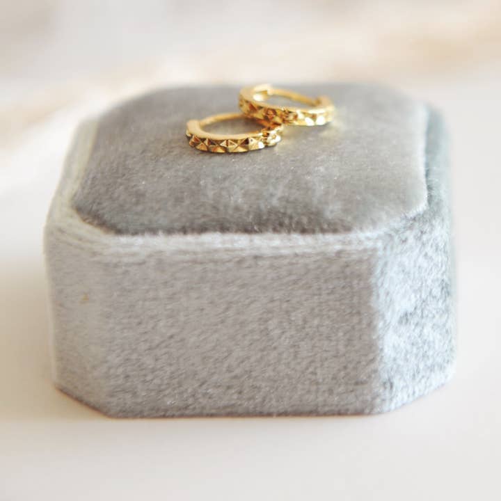 Pointy Huggie hoops , gold, Tilly for wholesale by Oh So Lovely