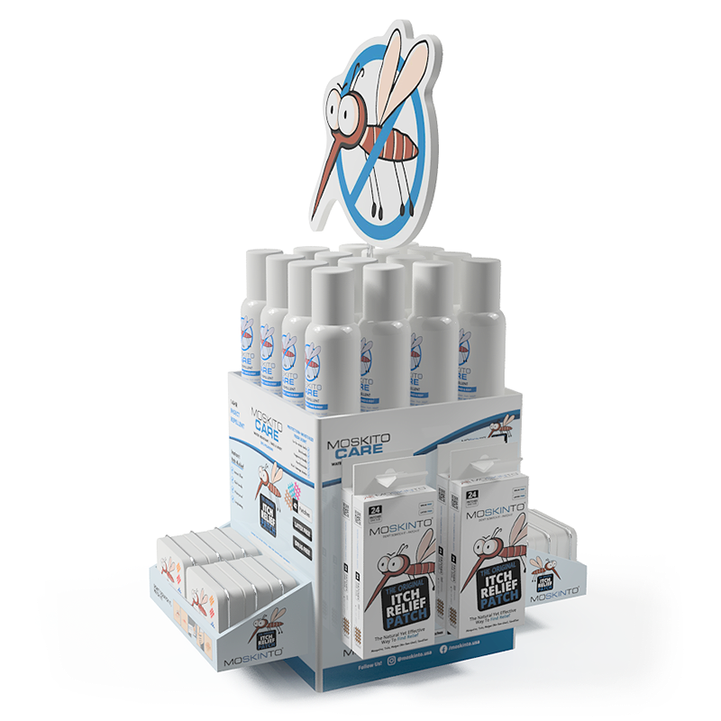 Moskinto: Original Itch-Relief Patch & 14hr Insect Repellent - Wholesale Insect Repellent - Moskinto HQ 68pc Counter Display1