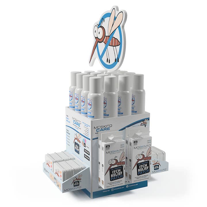 Moskinto: Original Itch-Relief Patch & 14hr Insect Repellent - Wholesale Insect Repellent - Moskinto HQ 68pc Counter Display1