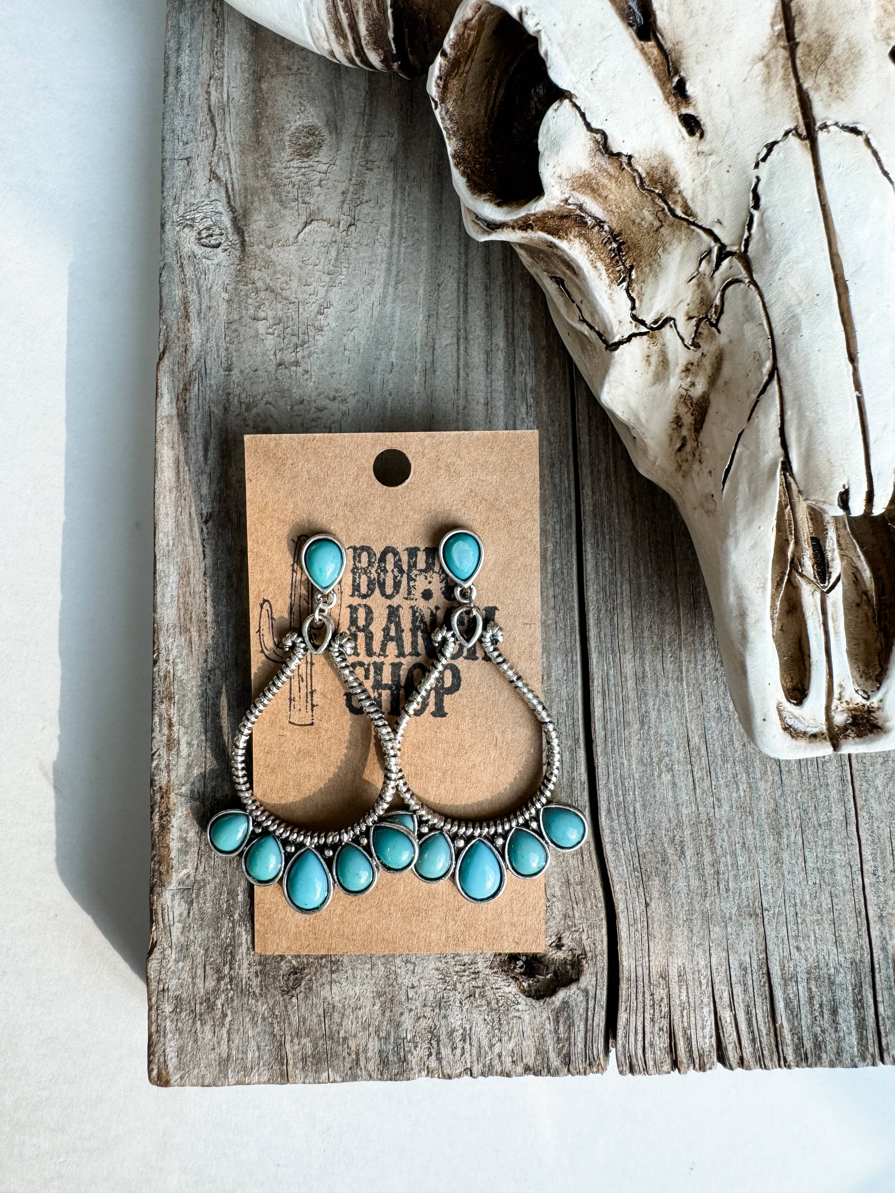 Boho Ranch Shop – wholesale Dangle earrings – Western Teardrop Stone Stud Earrings1