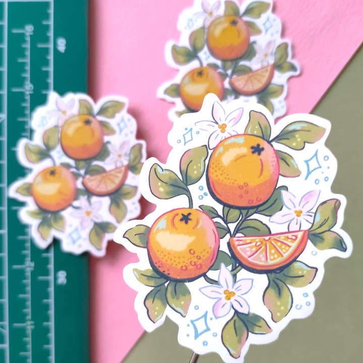 Oranges Sticker for wholesale by Eve Anderson Draws