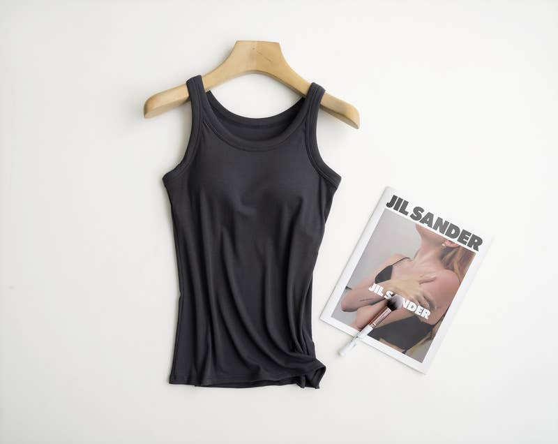 HIDDENBRAND - Wholesale Tank Top - Women's - Essential Basic Rib Soft tank top w built in bra2