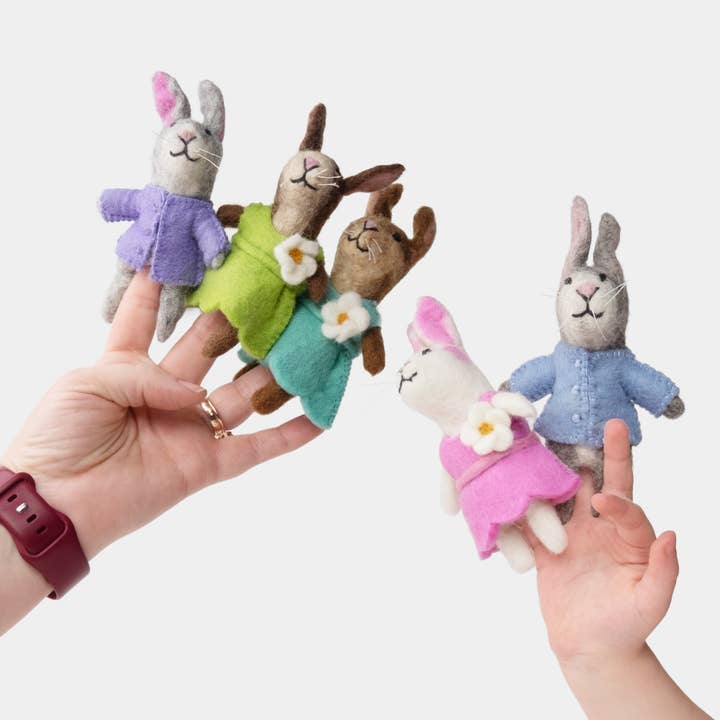 The Winding Road - Wholesale Finger Puppet - Kids & Baby - Finger Puppets - Bunny - Set of 5, Assorted