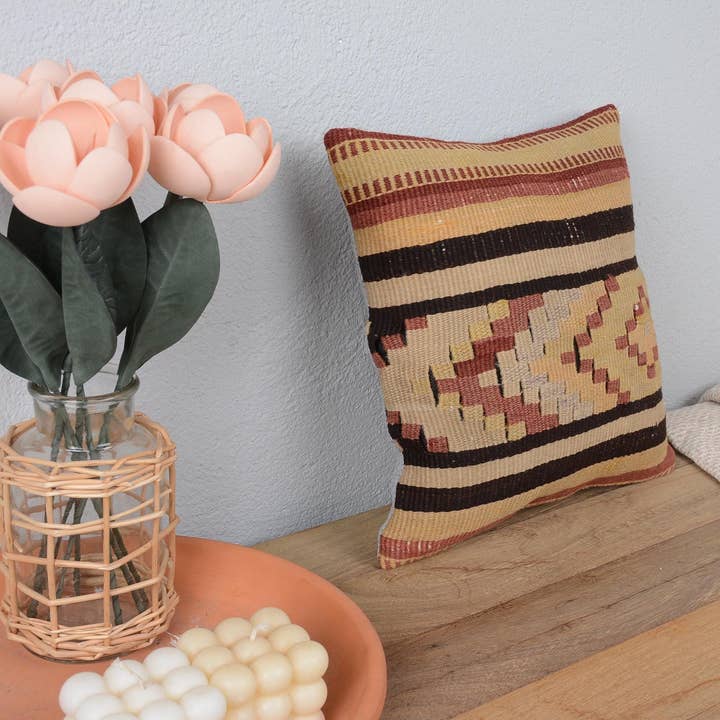 Cojín Kilim Turco con Motivo Azteca Antiguo para venta al por mayor de Kilim Pillow Decors