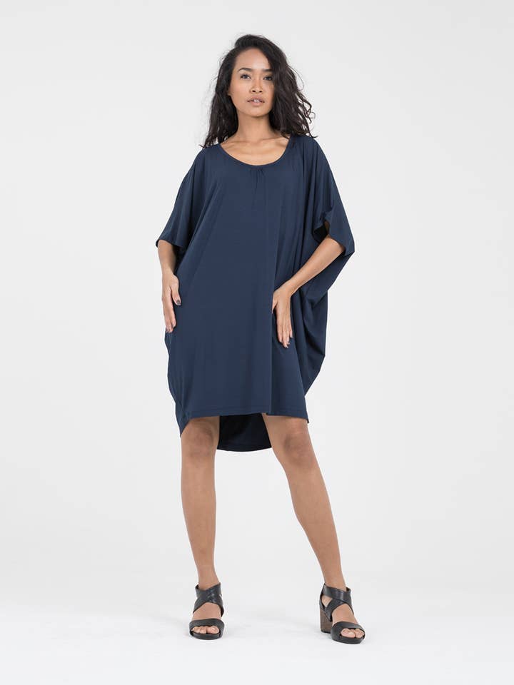 Women's Navy Cocoon Dress for wholesale by Donnah