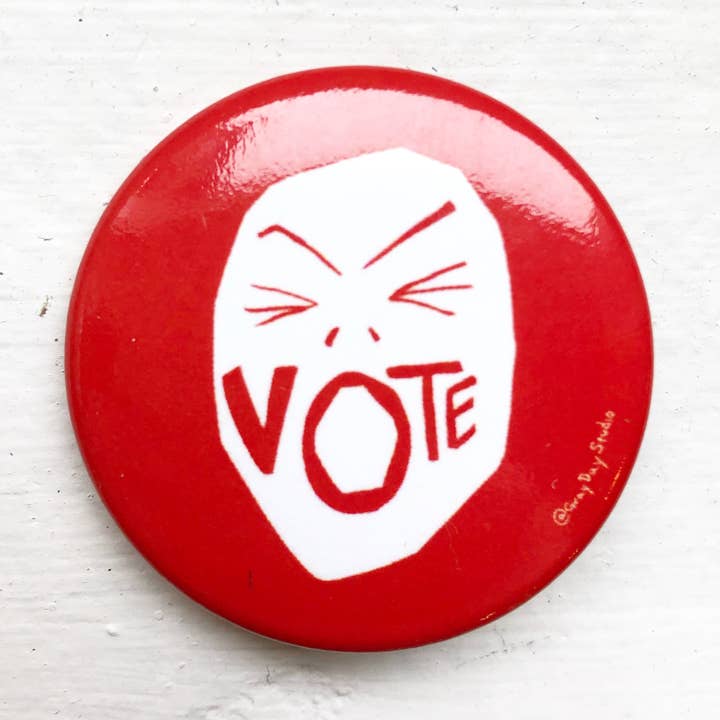Rösta, skrika pin, få ut röstningen, aktivism pin för wholesale av Gray Day Studio