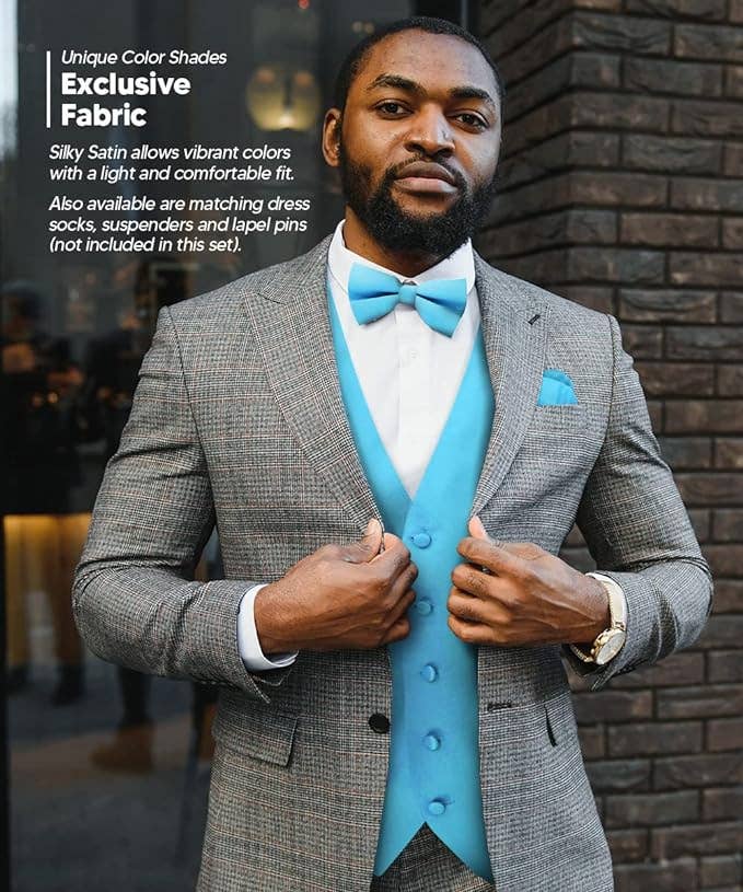 Dubal Brothers - Wholesale Suit Vest - Men's - Vittorio Farina Solid Satin Vest Set (White Back) Var. 02 (Mustard-Yellow)31