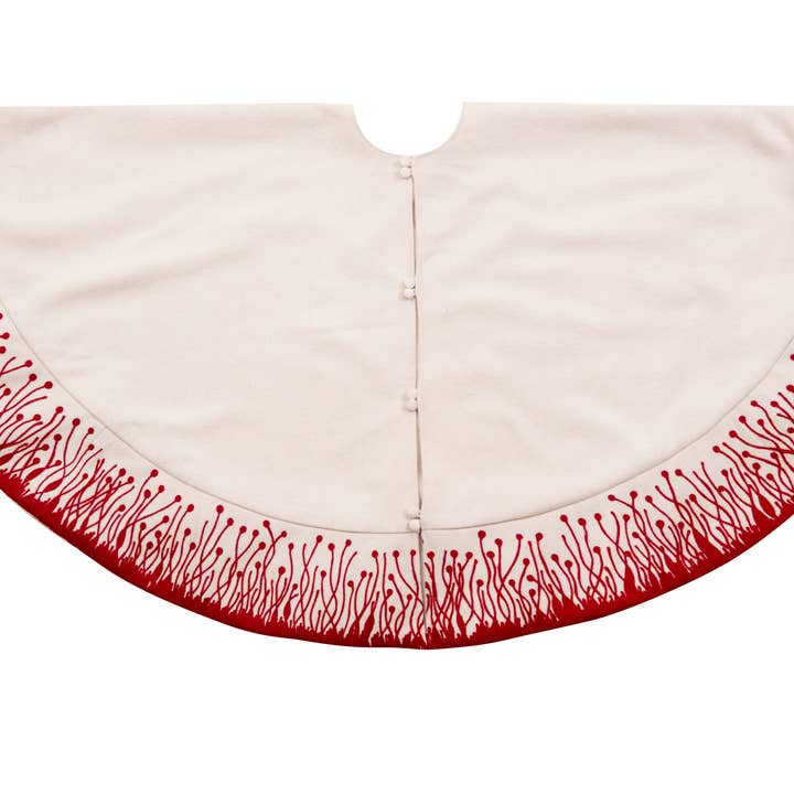 Arcadia Home - Vente Jupes de sapin de Noël - Jupe de sapin de Noël en laine crème avec bordure rouge6