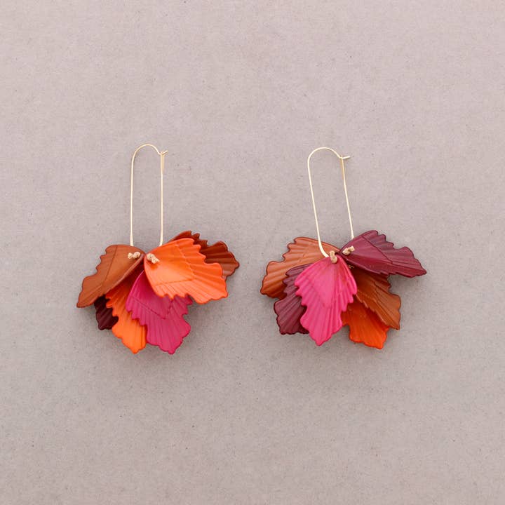 Sonata - Vendita all'ingrosso Gioielli a scatto - Orecchini Cerchio Foglie Resina6