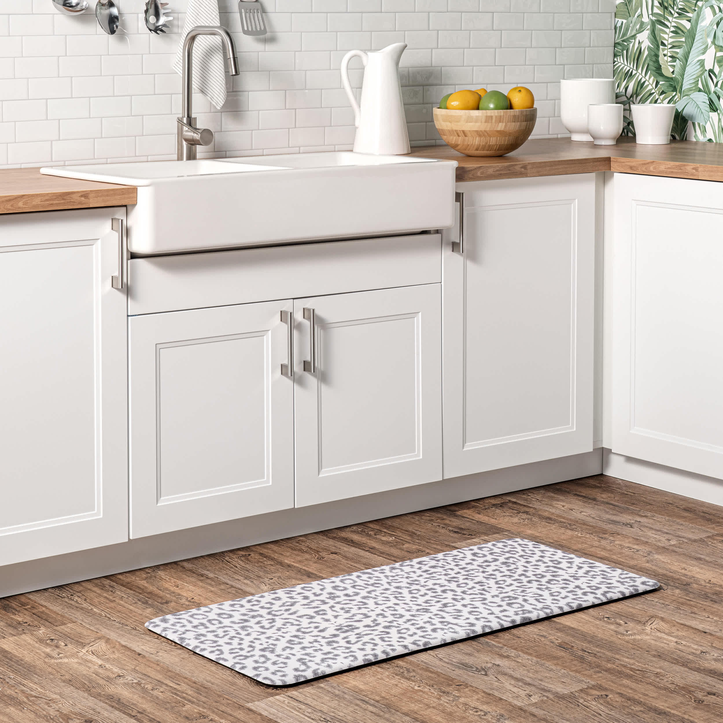Light Gray Leopard Print Anti Fatigue Kitchen or Laundry Room Comfort Mat for wholesale on Faire0
