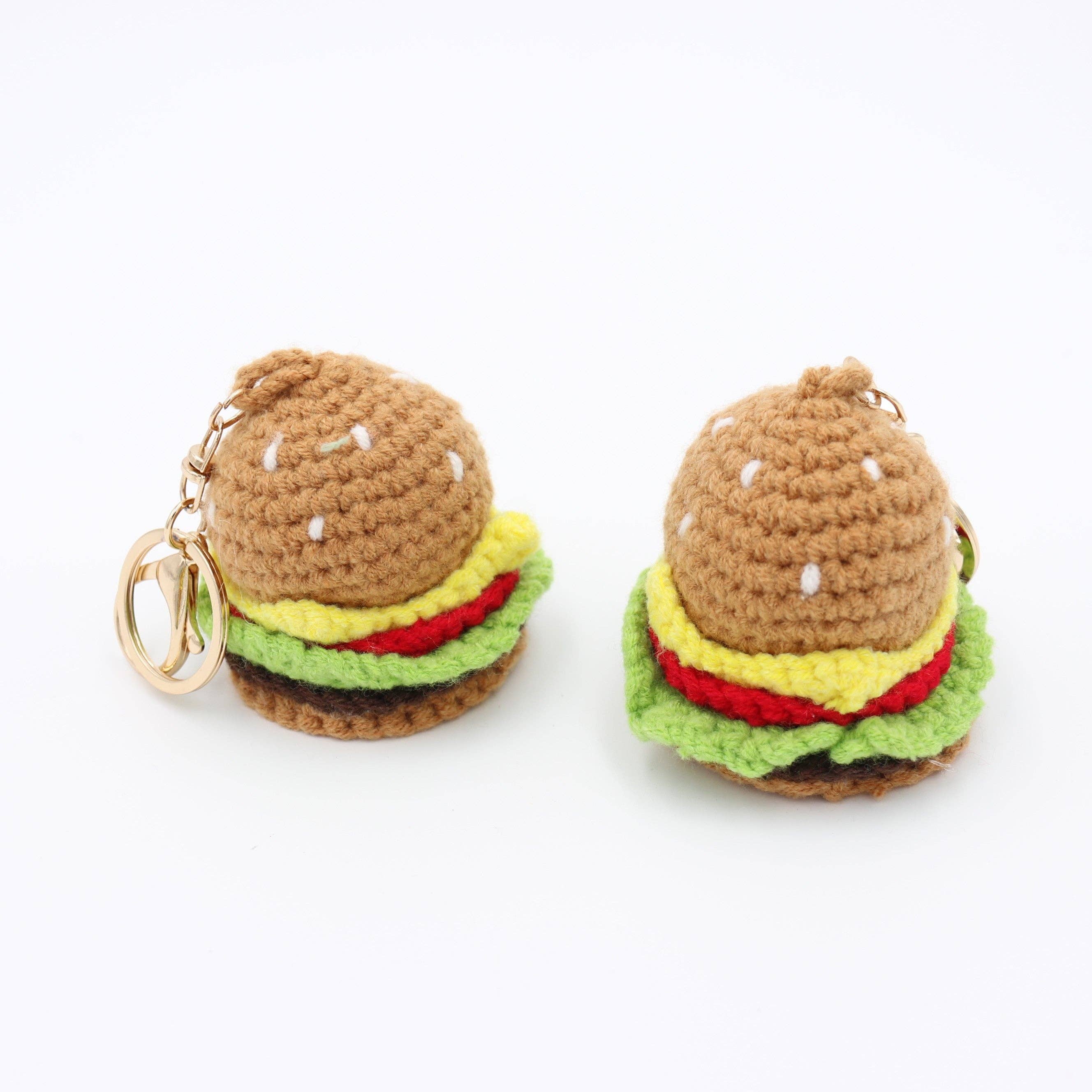 Sparkle Being - Wholesale Keychain - Unisex - Bun Intended: Quirky Knitted Hamburger Keychain1