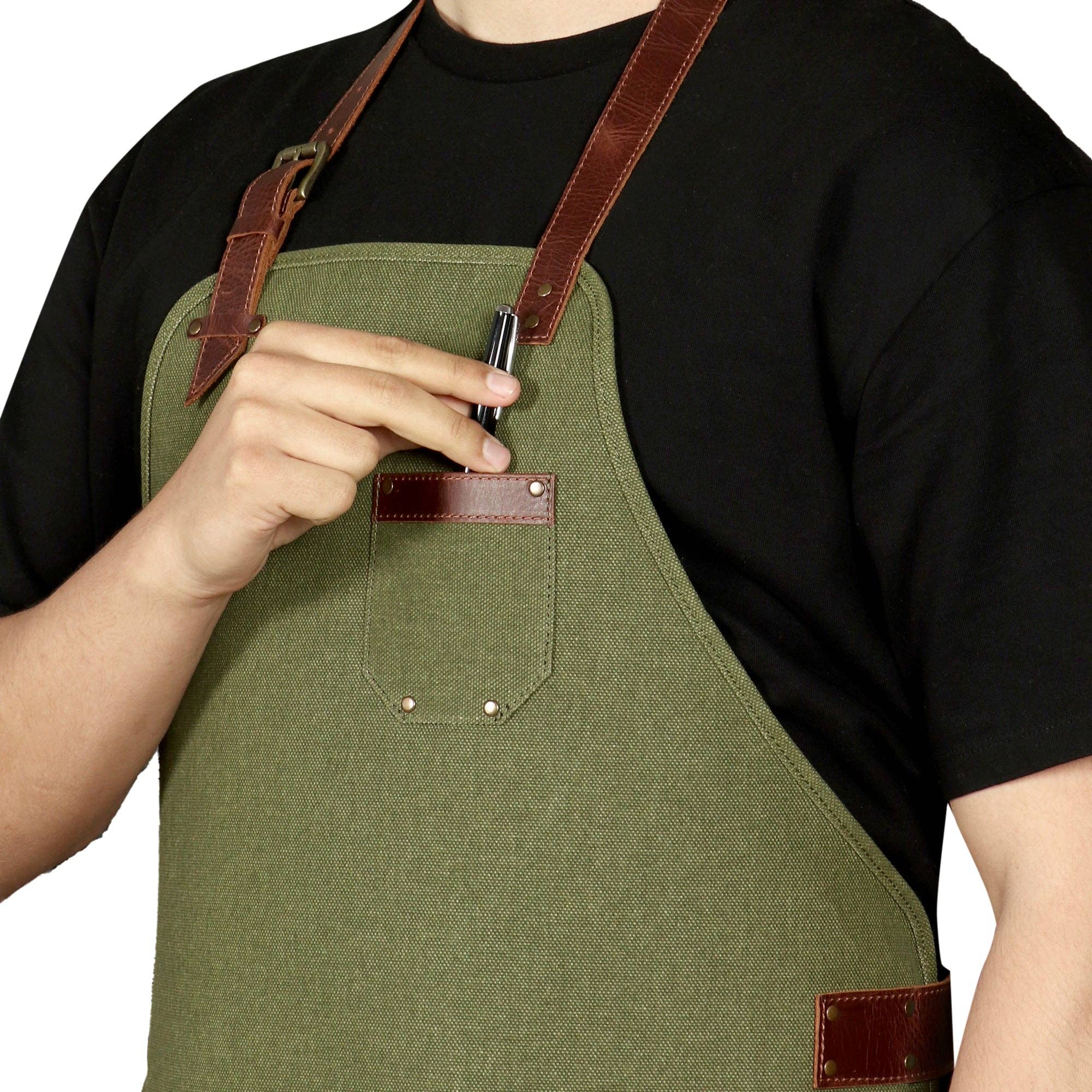 Londo - Wholesale Apron - Otto Angelino Personalized Canvas Cooking Apron, Working Apron with Customization, Workshop Apron with Pockets, Woodworking Apron with Tool Pockets16