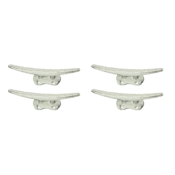 Set of 4 White Cast Iron Boat Cleat Wall Hooks for wholesale by Zeckos